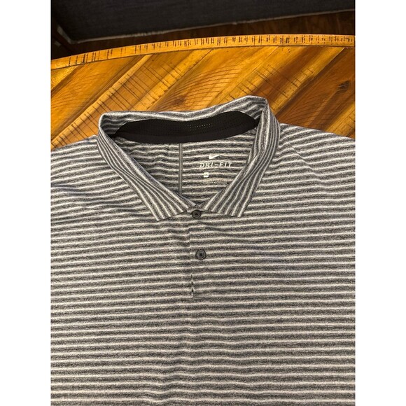 Nike Other - Nike Tiger Woods Dri-FIT Golf Polo Shirt Mens XXL Gray White Striped Performance